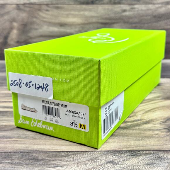 NIB Sam Edelman Felicia 8.5M Ballet Flats Printed Calf Hair Natural Ivory - Picture 9 of 9